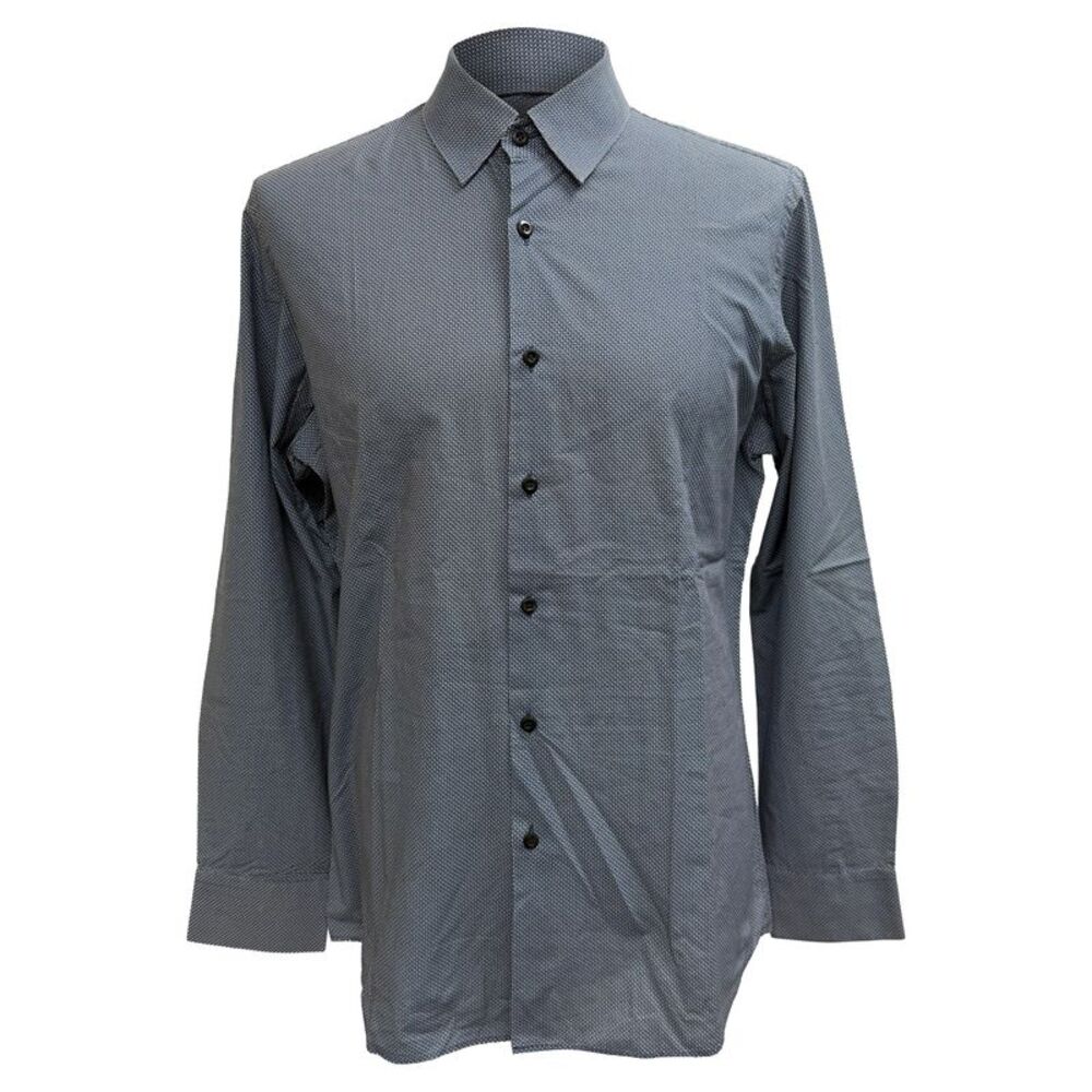Prada Patterned Button-Down Shirt in Navy Blue Co… - image 1